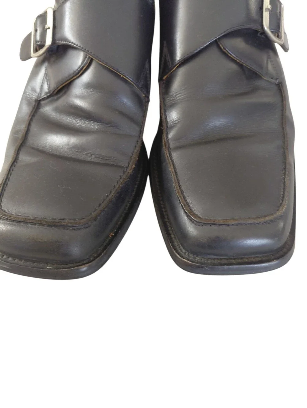Cabke & Co. Terry Black Leather Monk Strap Dress Shoes Size 10.5